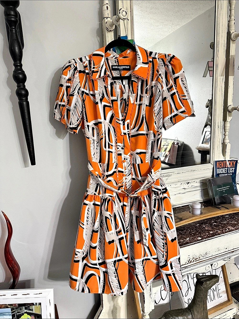 Karl Lagerfeld Abstract Print Mini Dress Size 10 Like New